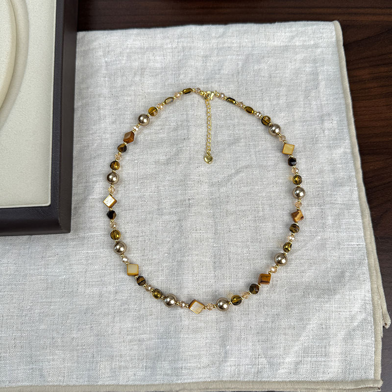 Natural Stone Necklace Women's Brown Pearl Necklace Accessories