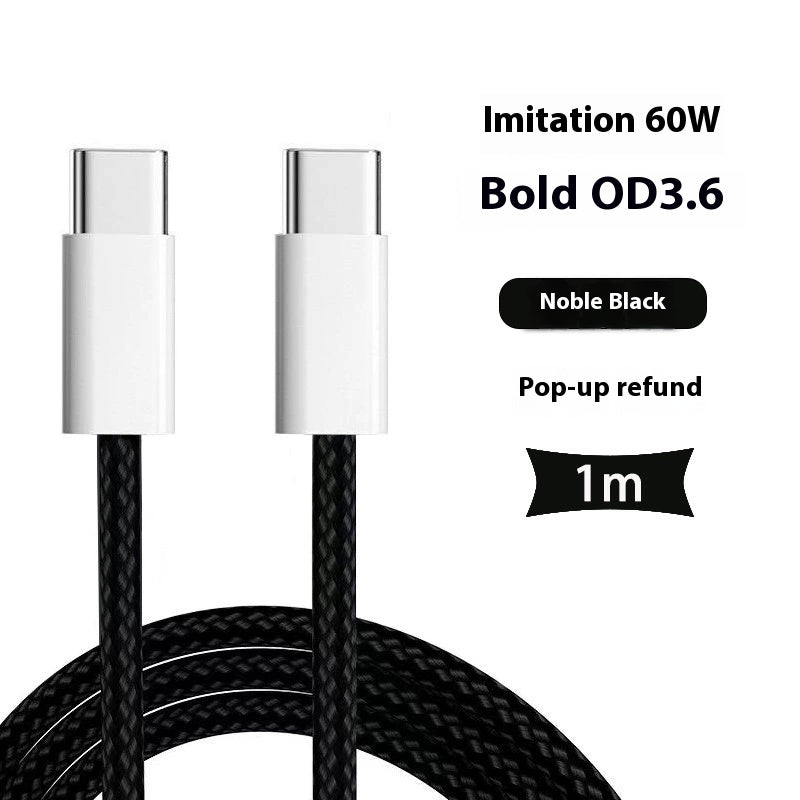 60W Double C Mobile Phone Braided Pd Charging Cable