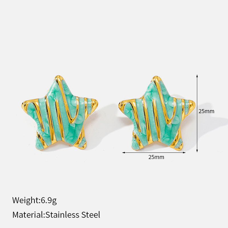 Five-pointed Star Fashion Light-luxury Oil-drop Geometric Stud Earrings