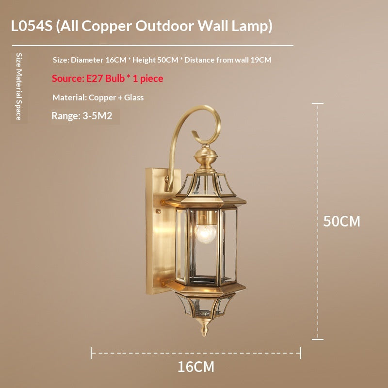 Nordic-style Fashionable All-copper Wall Lamp Outdoor Waterproof Wall Light