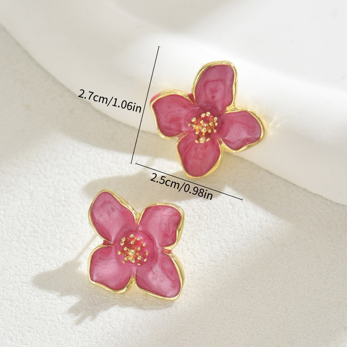 Ins Japanese KoreanPure Sweet Women Earrings, Luxury Floral Oil Drip Design Stud Earrings, Niche Daily Fashion Ear Jewelry For Ladies