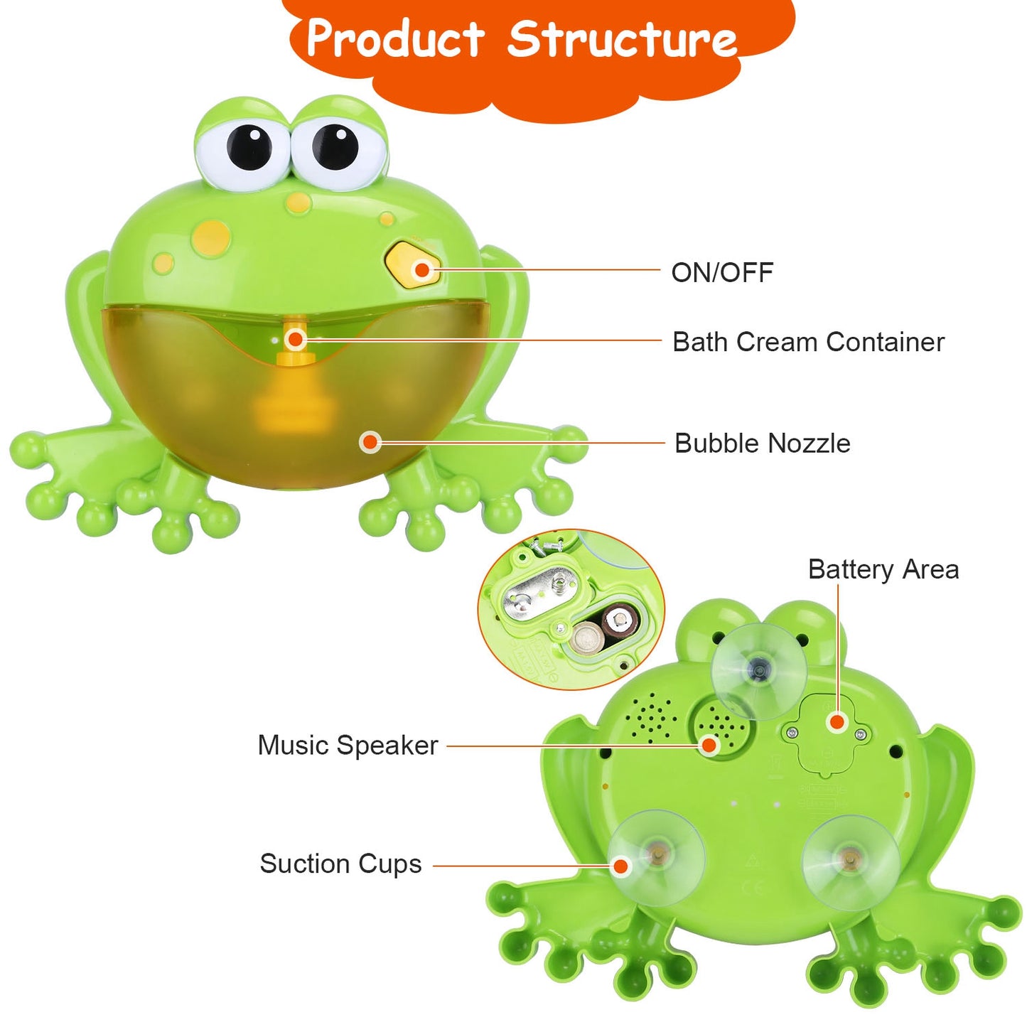 1Pc Frog Musical Bubble Bath Maker Baby Bath Toys For Bathtubs Toddler Bubble Machine For Bath