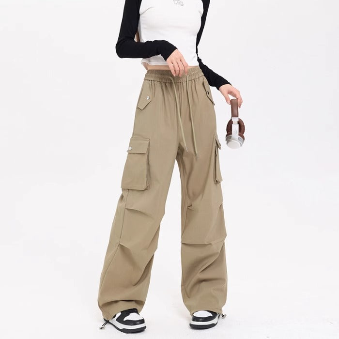 Korean Style Niche Drapey Cargo Pants For Women
