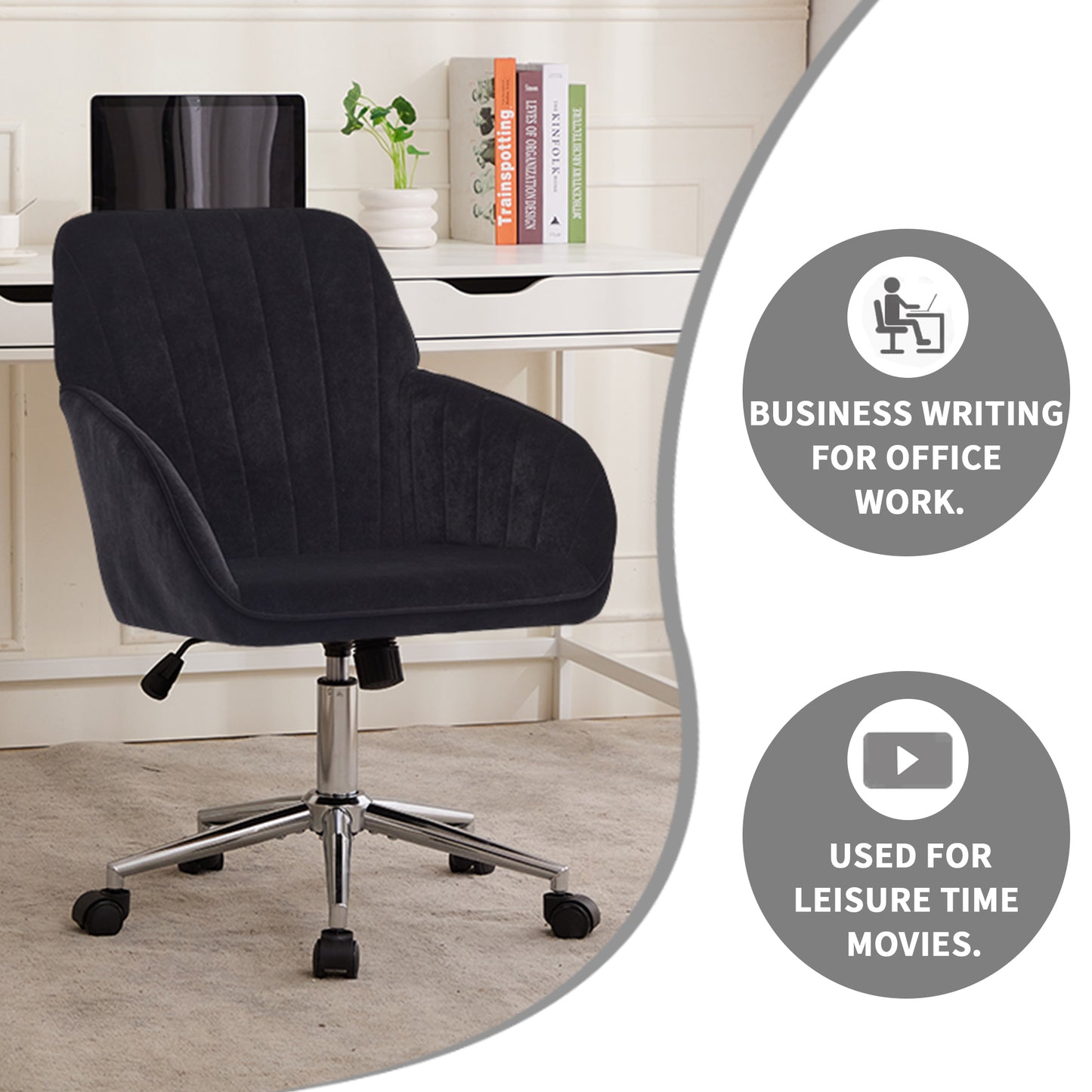 TY Adjustable Office Chair, Home Bedroom, Ergonomic Swivel Chair, Backrest Seat, Comfortable For Long Sitting