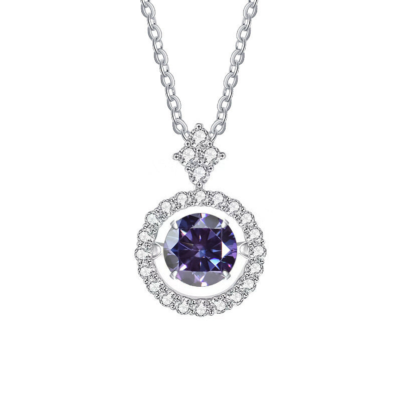 Live Hot S925 Sterling Silver Pulsatile Heart Moissanite Pendant Female Light-chasing Smart Clavicle Chain Moissanite Necklace