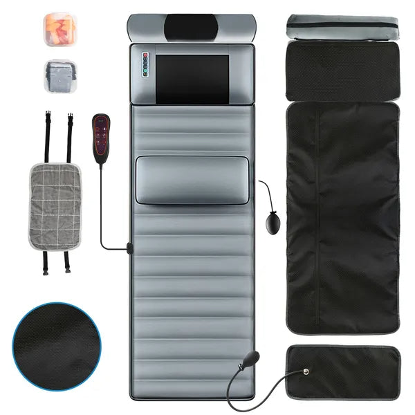 Full Body Electric Massage Mat With Heat Vibration Massage Pad Cushion Back Massage Mattress Chair Pad With Neck Massager Lumbar Pillow With 10 Vibration Motors 3 Timers Anti-Slip Bottom Earplugs