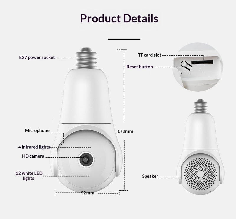 Flood Lights, Lighting Fixtures, Cannon Cameras, Panoramic Rotation, High-definition Home Use