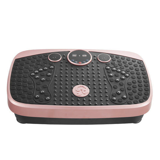 Vibration Plate Exercise Machine, Whole Body Shaker With Magnetic Acupoints For Lymphatic Drainage And Weight Loss, Home Workout Gym Fitness Equipment With 2 Resistance Bands For Women Men, Pink