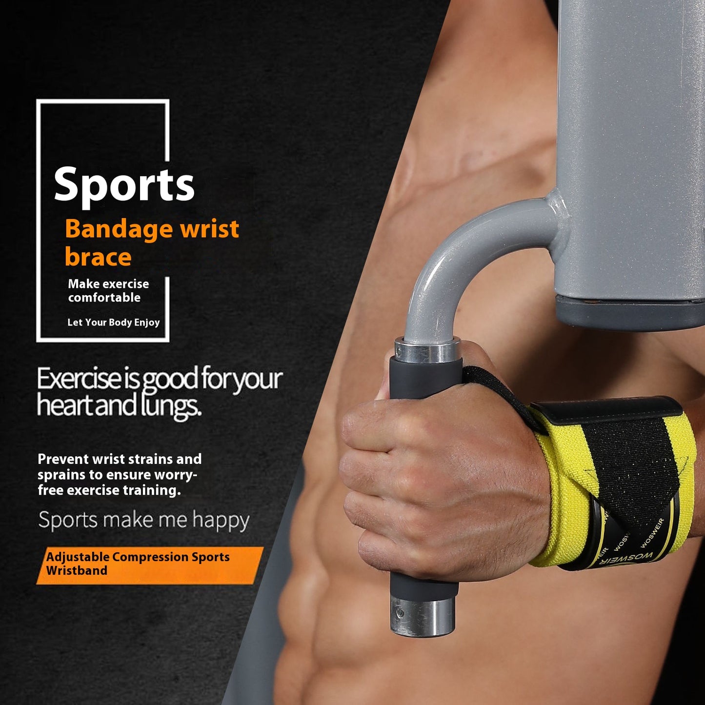 Fitness Winding Anti-sprain Strength Training Weightlifting Deadlift Adjustable Bandage Wrist