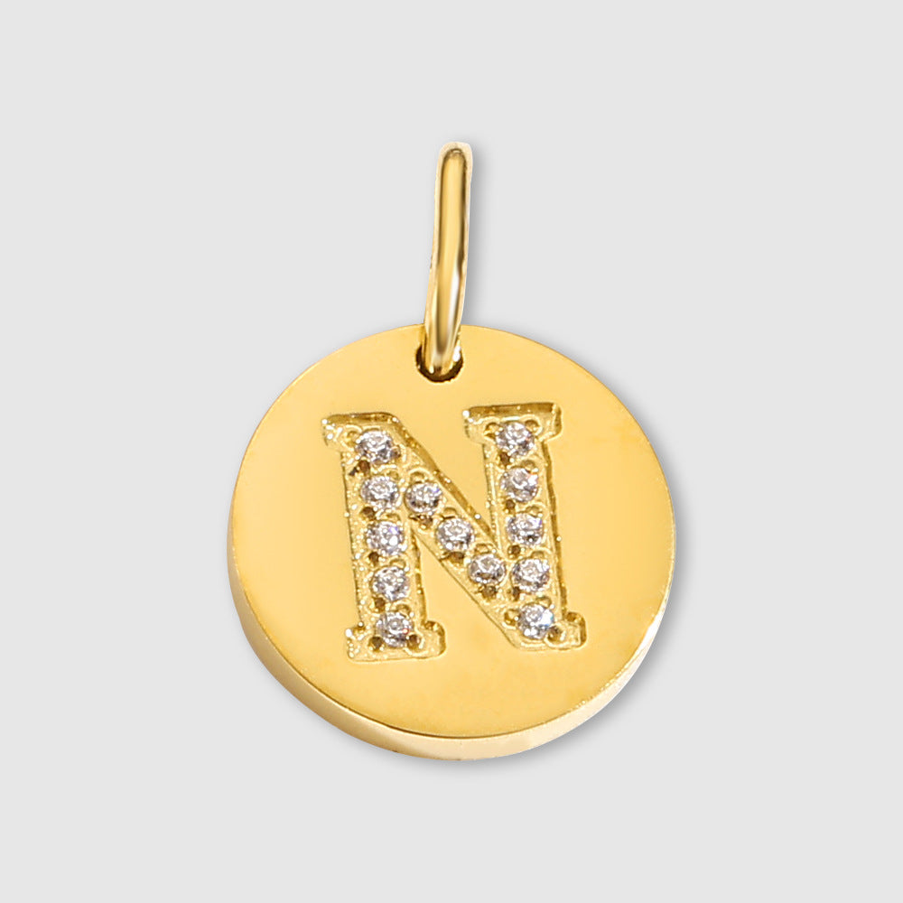 Diamond-Encrusted Jewelry Accessories Stainless Steel Letter Pendant