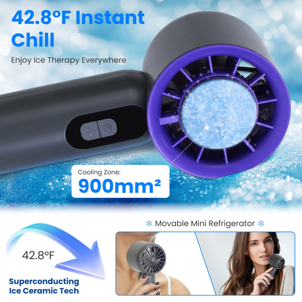 Speed Handheld Cooling Fan With Superconducting Ice Pack, 3000mAh Rechargeable Portable Mini Air Cooler With LCD Display For Summer Outdoor Travel