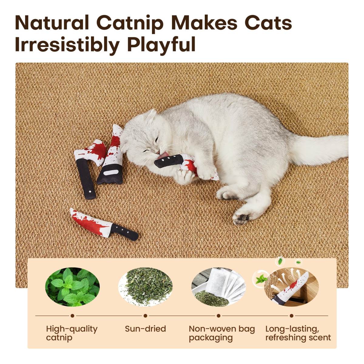 4Pcs Cat Toys, Horror Halloween Knife-Shaped Kitten Catnip Toys, Indoor Exercise For All Cat Breeds  Toys, Indoor Exercise For All Cat Breeds