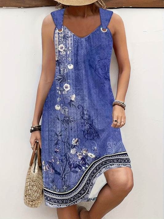 Plus Size Women'S Dress, Women'S Dress, Women'S Clothing, Casual Fashion Temperament Elegant Comfortable Versatile Vacation Commute Retro Classic Paisley Ethnic Style Printed Ring Design Shoulder