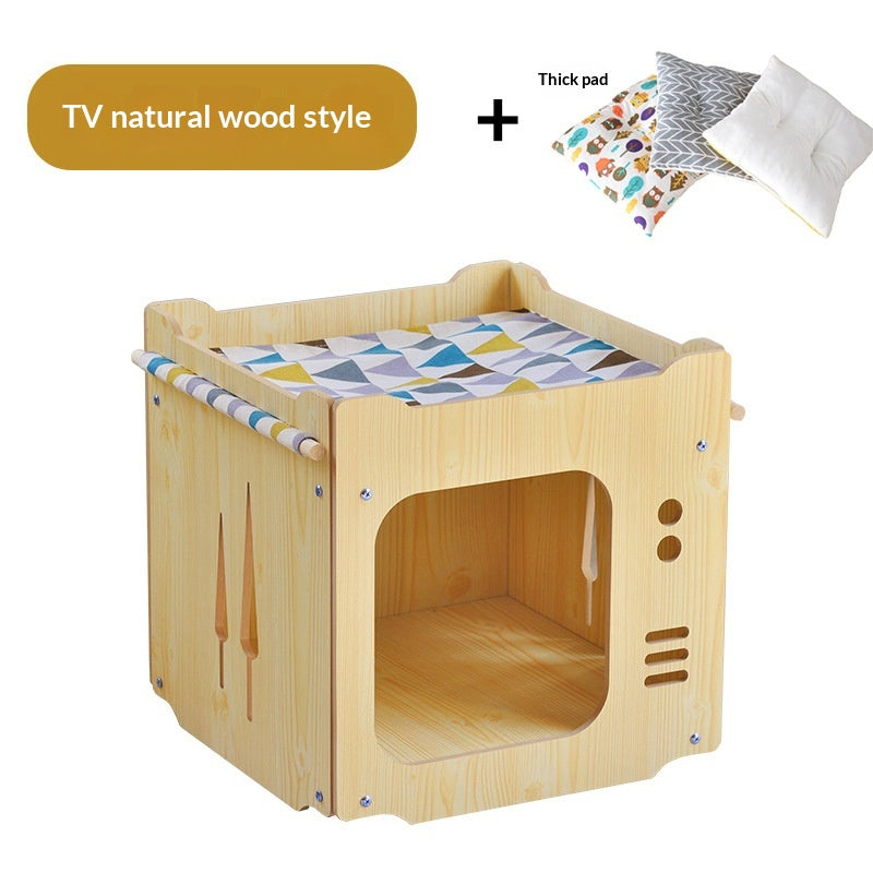 Four-season Stackable Wooden Cat Bed For Home Use