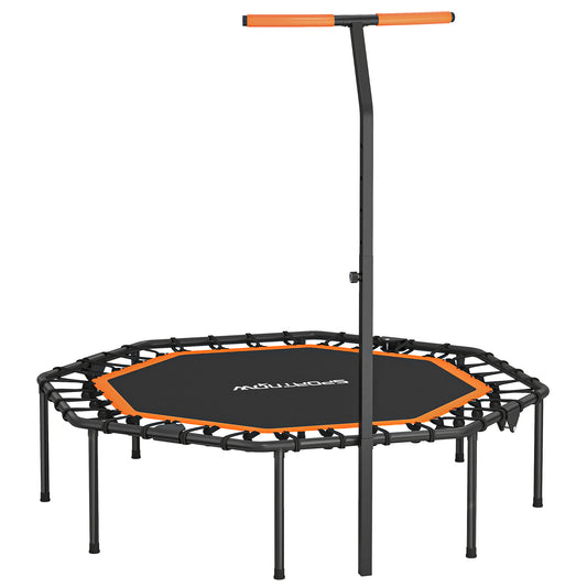 Fitness-Trampolin, Trainingstrampolin Mit Verstellbarem Haltegriff, Stabil Und Leise, Für Drinnen, Stahl, Orange
