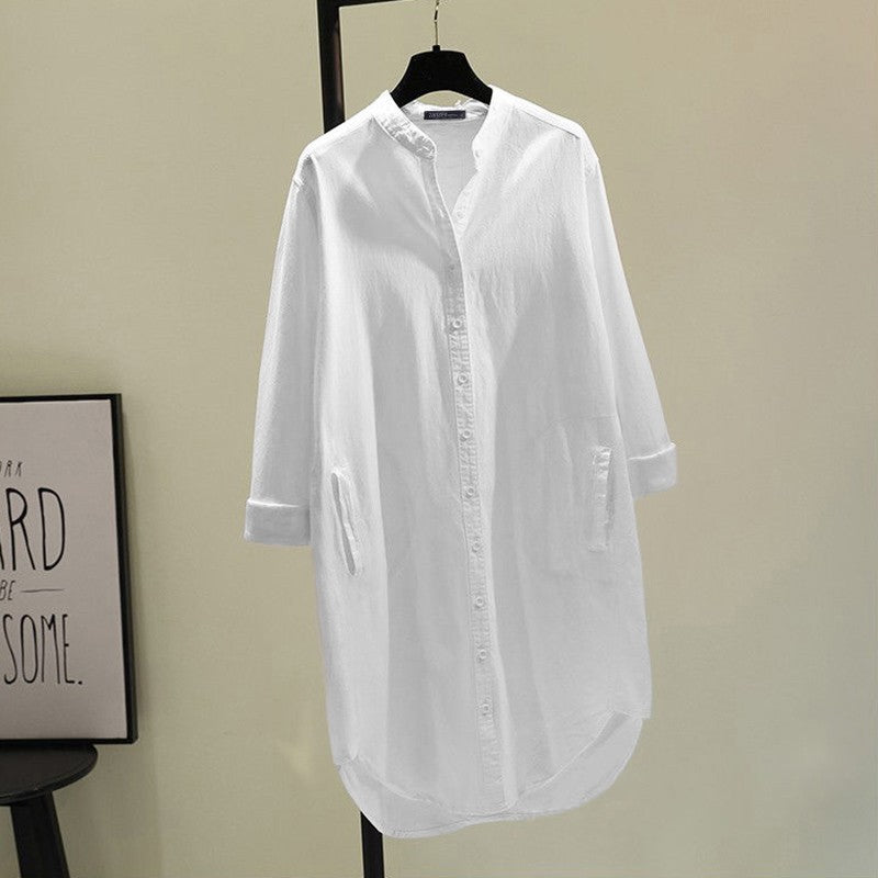 Korean-style Loose-fitting Mid-length Womens Shirt