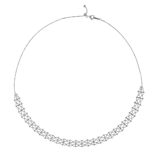 S925 Sterling Silver Lace Weave Necklace 45cm Adjustable 4.4g 9.4mm Platinum Gold Rose Gold Plated Gift Box