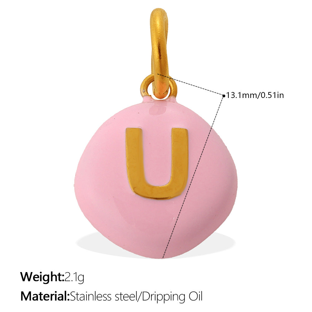 Dopamine Color Blending 26 Letter Bead Bead Pendant - Stainless Steel - Suitable For DIY Hand Chains And Necklaces Accessories