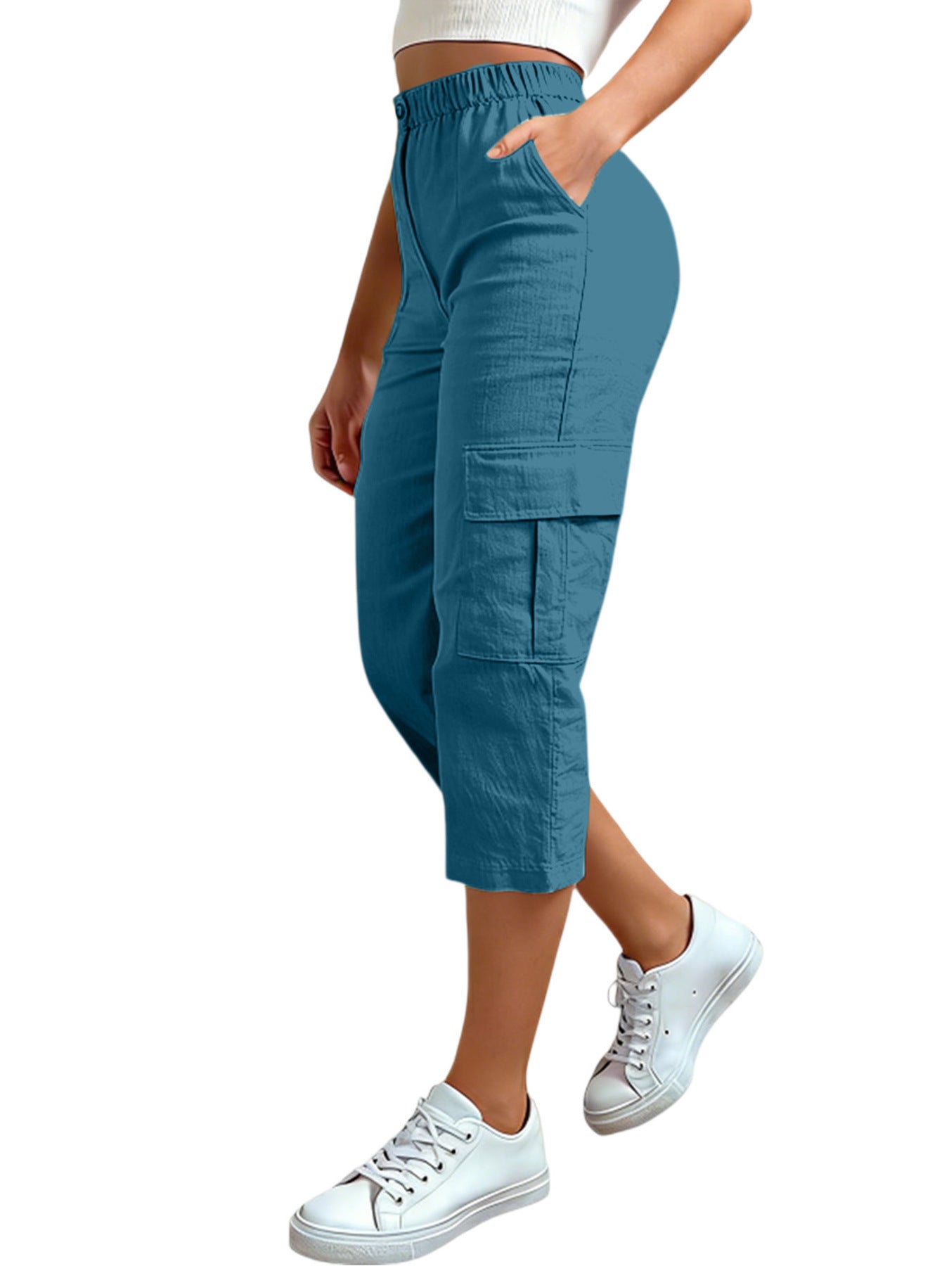 Loose-fit Casual Pants With Multiple Pockets Cross-border Fashion Cropped Trousers