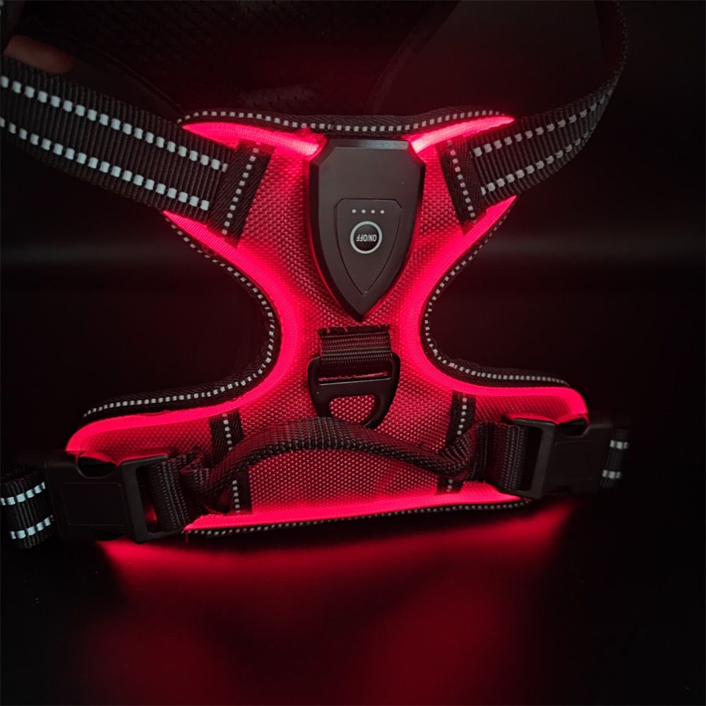LED Pet Light-Up Harness Nighttime Dog Walking Anti-Collision Adjustable Flashing Vest For Cats And Dogs