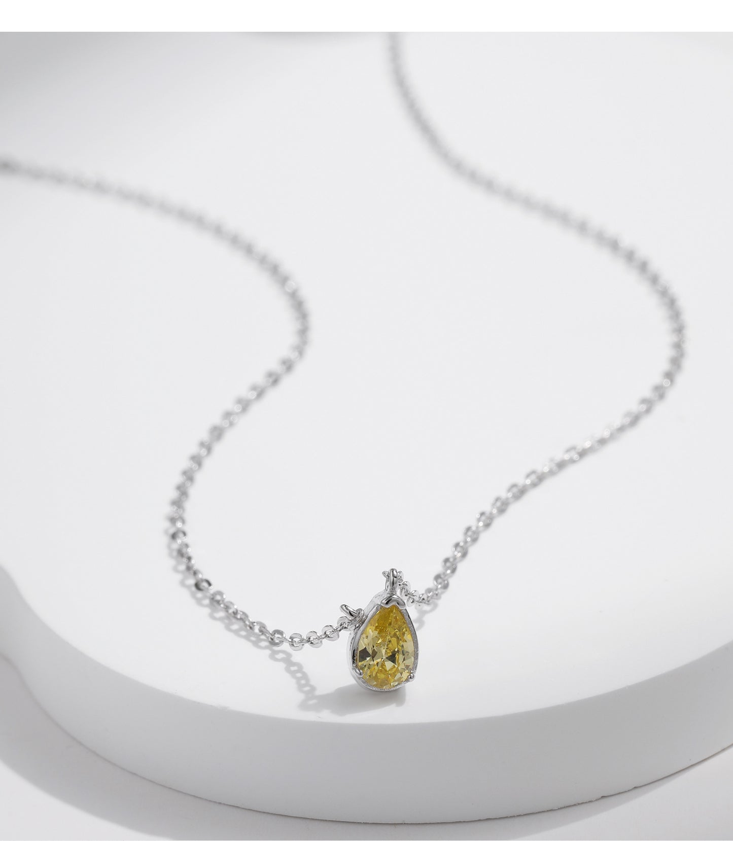 5 Pure Silver Drop Simulated Diamond Necklace Women Niche Korean