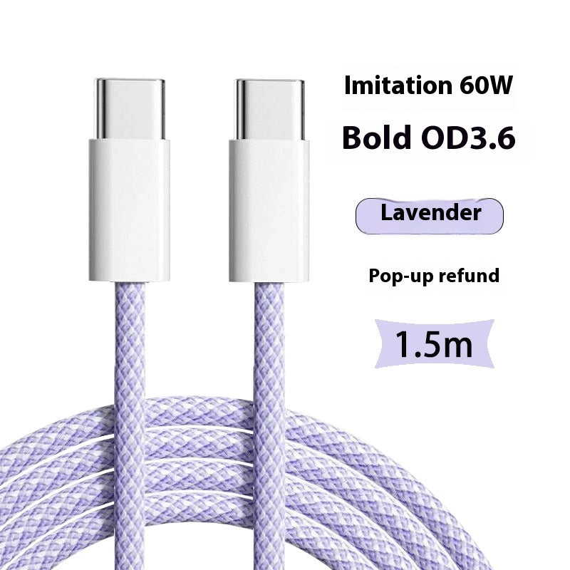 60W Double C Mobile Phone Braided Pd Charging Cable