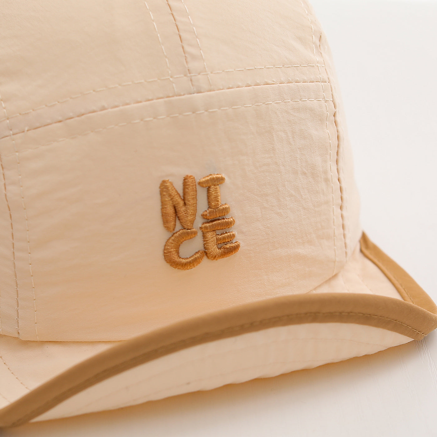 Light And Breathable, Quick-drying NICE Letter-stitched Five-panel Hat With Contrasting Edges And Casual Design For Children. Outdoor Breathable