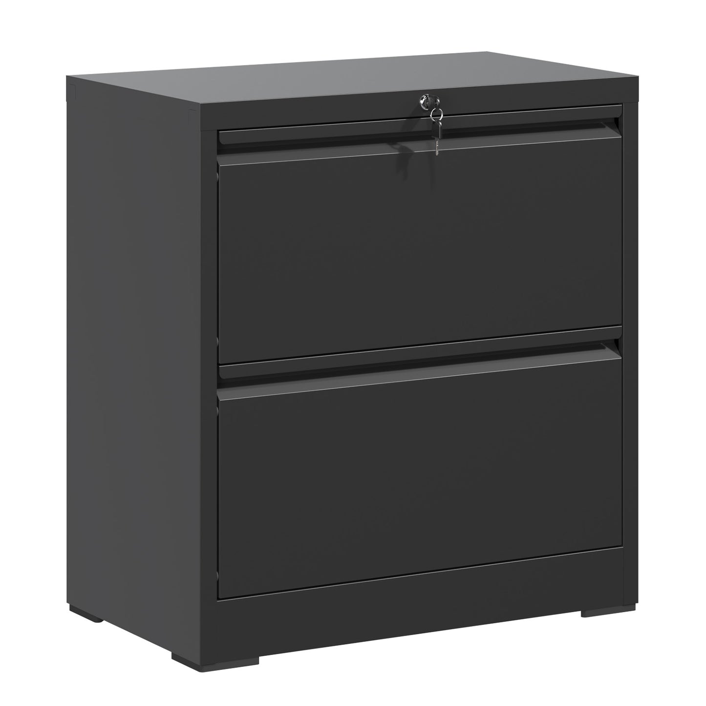 2 Drawer Lateral File Cabinet With Lock, Metal Lateral Filing Cabinet For Home Office, Steel Wide Horizontal Filing Cabinets For Letter Legal A4 F4 Hanging Files  Black