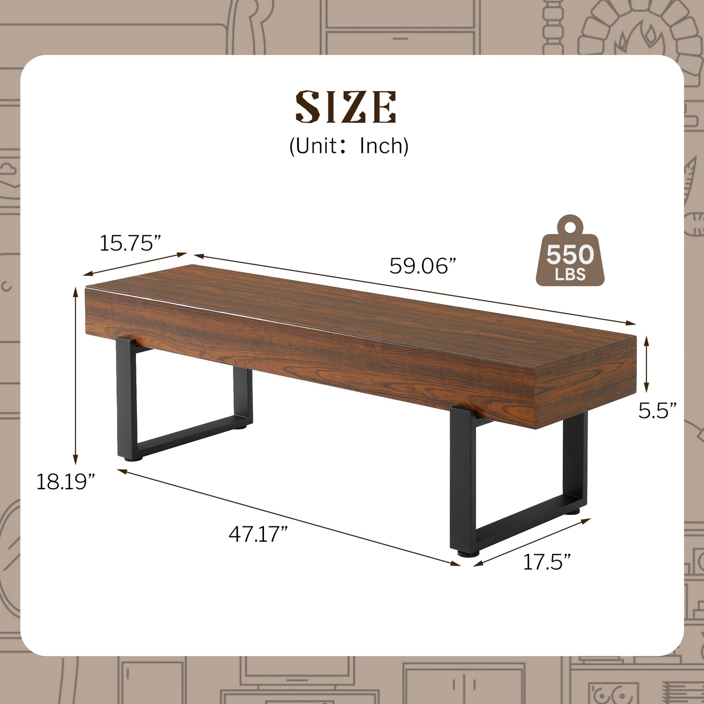 59  Wood Bench For Bedroom End Of Bed, Farmhouse Indoor Kitchen Table Benches,Versatile Modern Shoe Bench For Entryway, Espresso