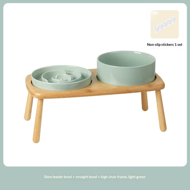 Ceramic Dog Bowl Pet Dog Slow-Feeding Anti-Choking Feeder Tip-Proof Bowl