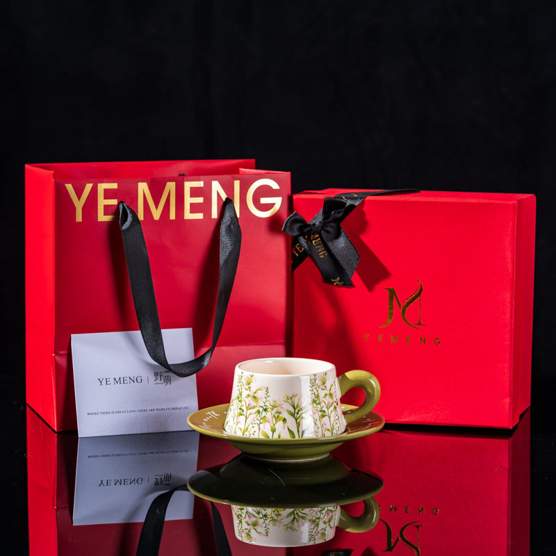 Affordable Luxury Original Iris Flower Ceramic Coffee Cup Gift Set