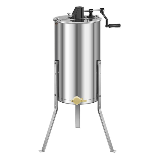 Honey Extractor, 2 Frame Manual Honey Spinner With Transparent Lid, Stainless Steel Honeycomb Drum Spinner With Height Adjustable Stand, Honeycomb Extraction Centrifuge Equipment For Beekeeping