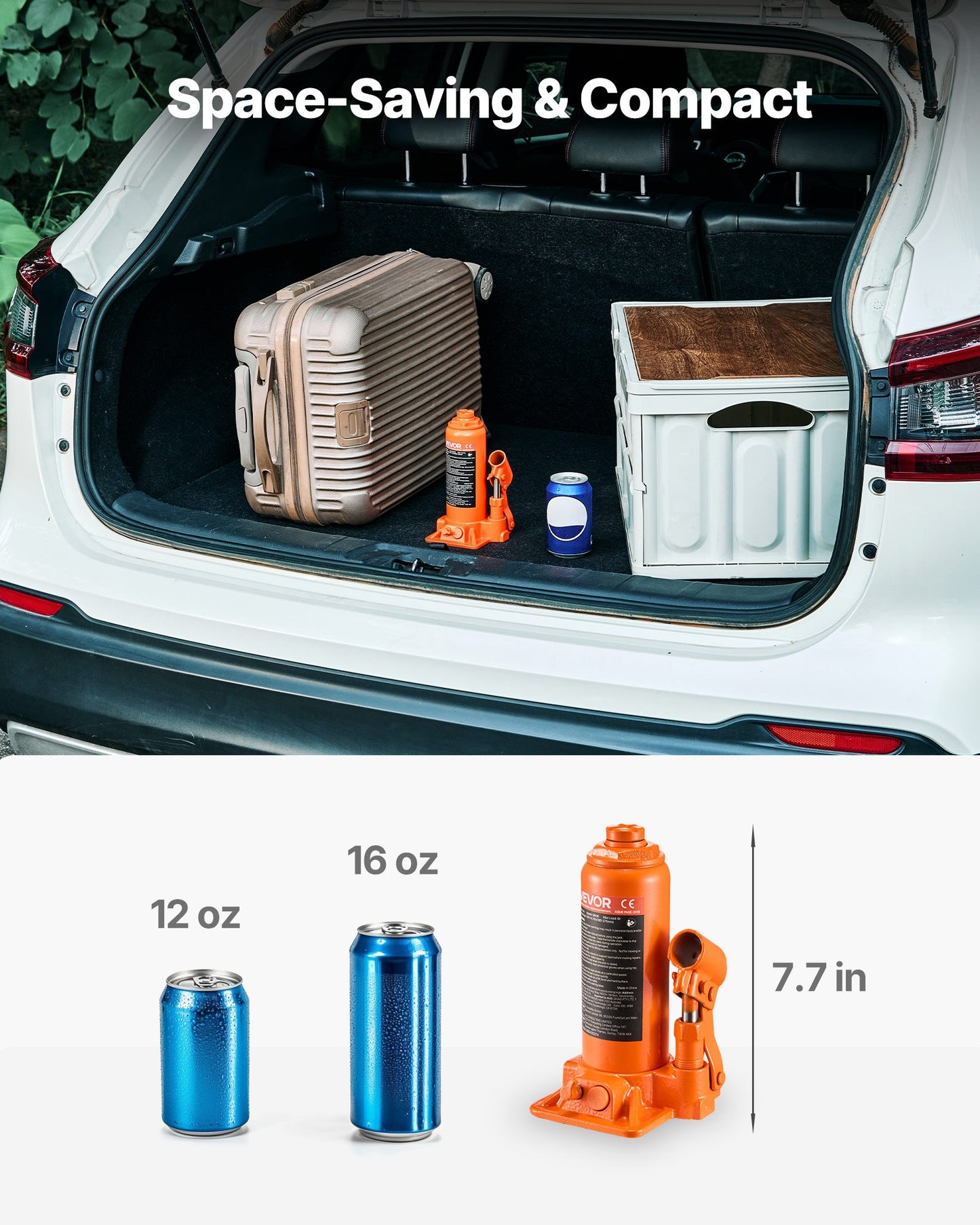 Hydraulic Bottle Jack, 6 Ton (13227.6 Lbs) Capacity, 7.7-14.8 Inch Lifting Range, Heavy Duty Welded Bottle Jack For Car, SUV, Pickup, Auto Repair, House Lift And Agricultural Equipment, Orange