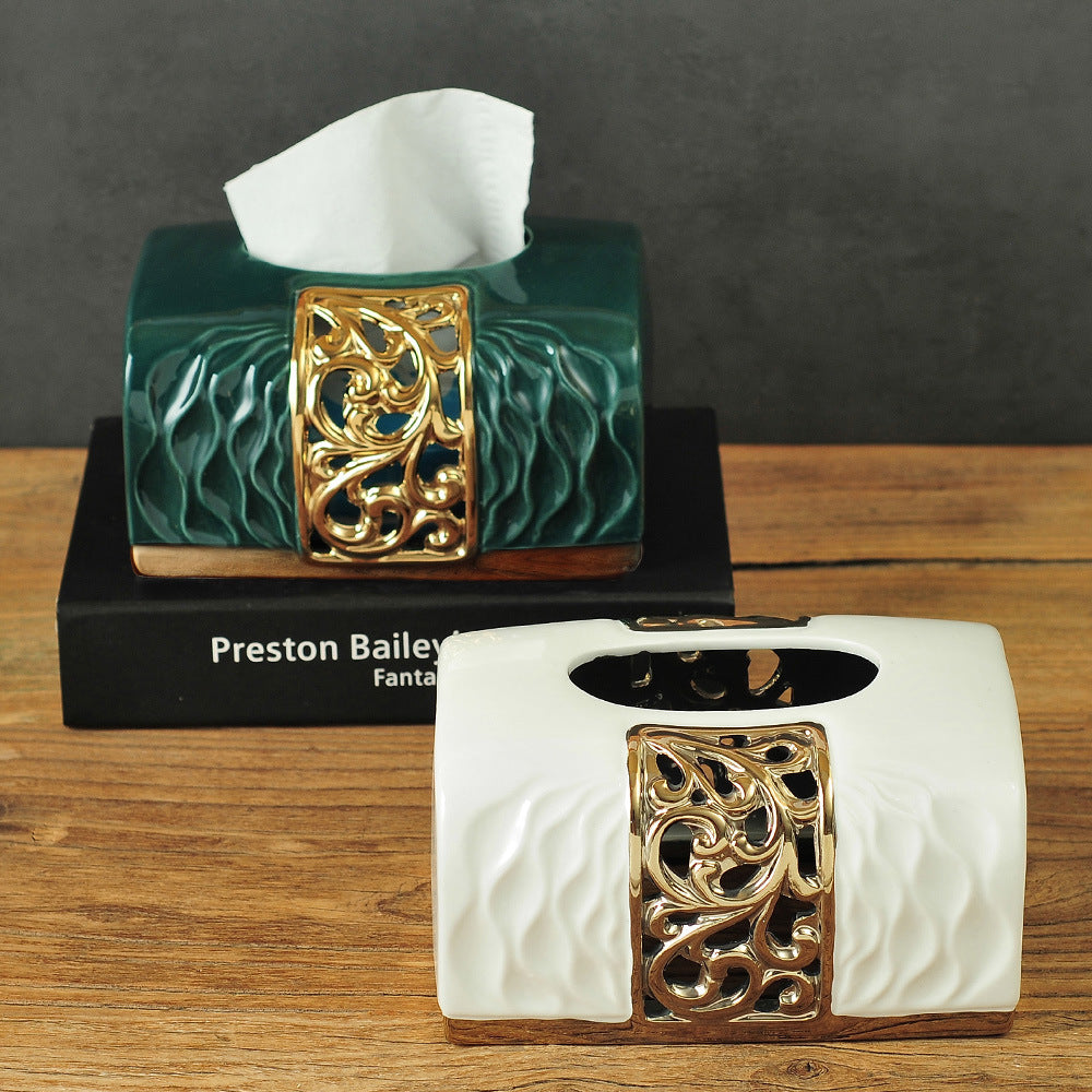 Chinese-style Ceramic Tissue Box For Home Use