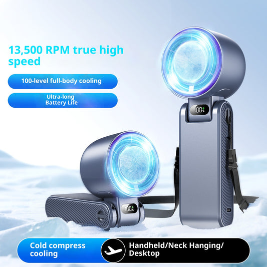 High-Speed Folding Cooling Fan Mini Handheld Neck-Hanging Semiconductor Ice Pack Compact And Portable