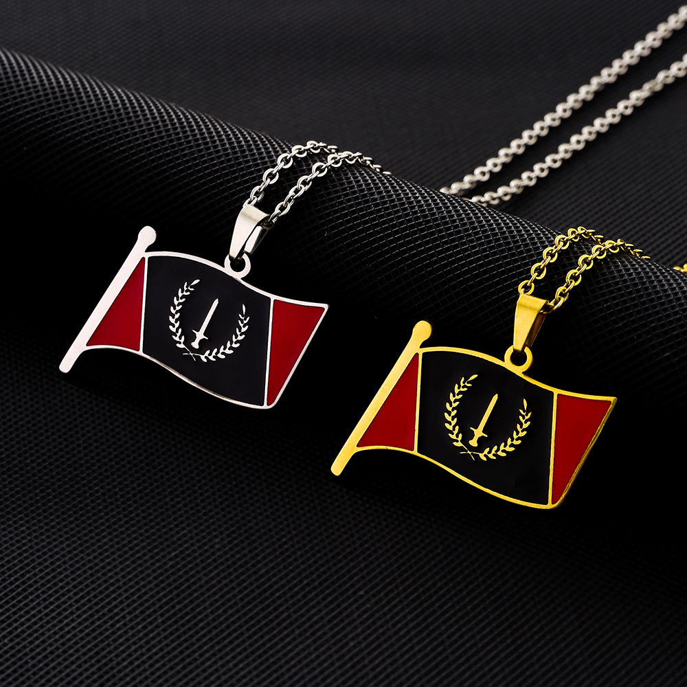 Oil Dripping Geometric Pendant Necklace For Men And Women Lovers Wild Sweater Chain Accessories
