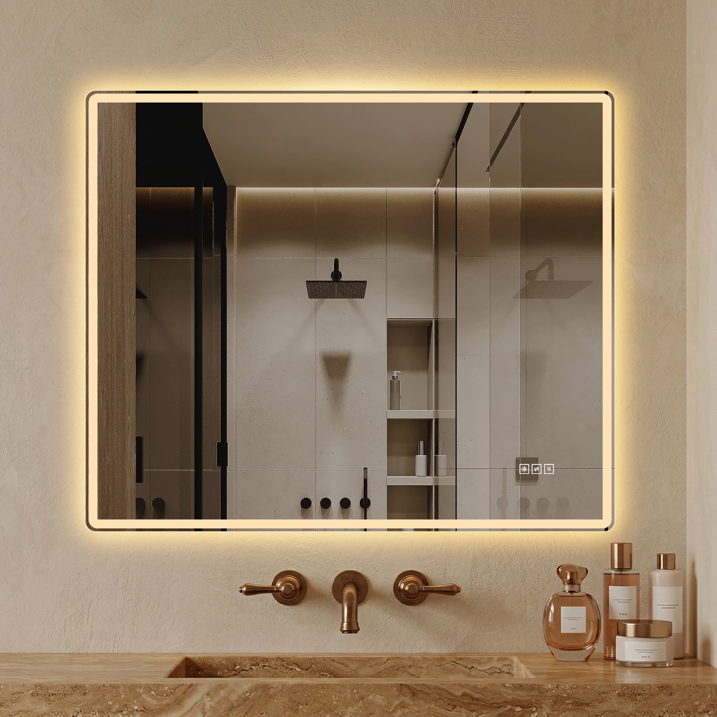 30  X 36  Frameless Front-Lit LED Bathroom Mirror With Anti-Fog, 3 Color Temperatures, Stepless Dimming, Smart Memory Function, Shatter-Resistant Backing, UL Certified, IP44 Waterproof