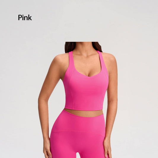 Beautiful Back Sports Bra For Women With Breast Pads, Push-up And Side Breasts Fitness Bra, Outer Wear Yoga Vest