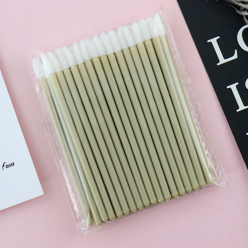 Fishing Rod Lip Brush Flocking Lipstick Makeup Brush Solid Lip Lacquer Brush Cotton Swab 50PCS