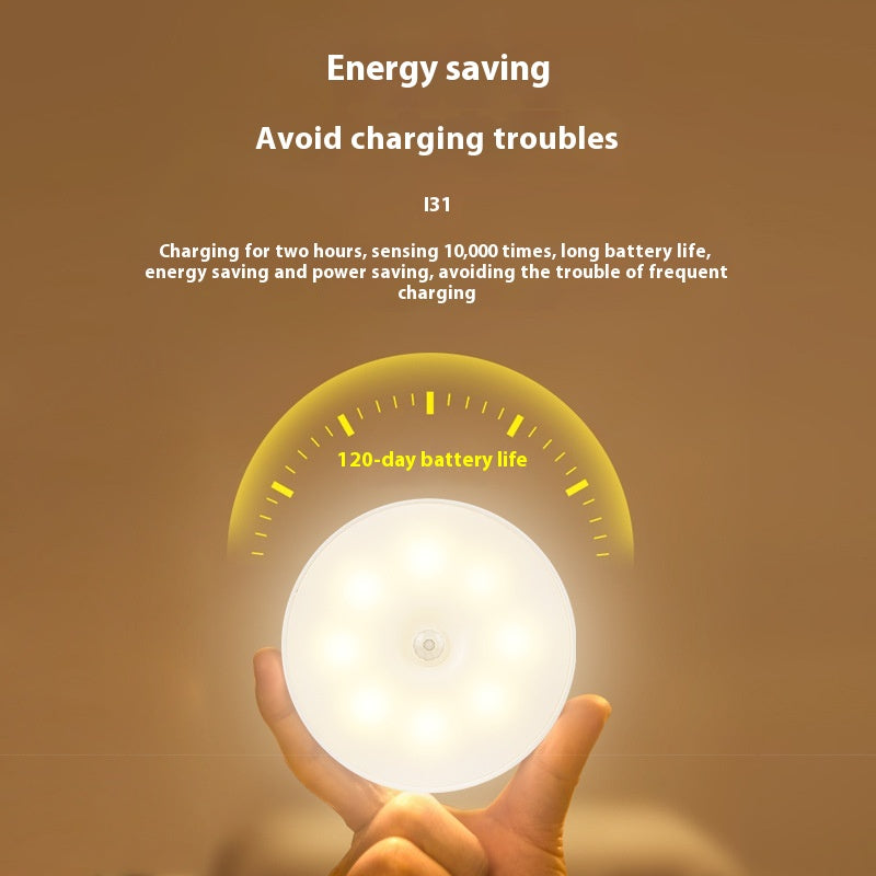 LED Intelligent Human Body Induction Round Charging Magnetic Suction Small Night Lamp