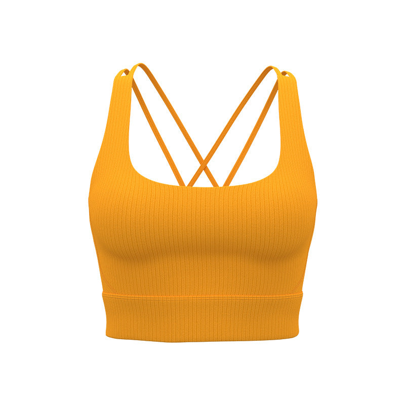Fixed Chest Pad Shockproof Yoga Beauty Back Striped Underwear