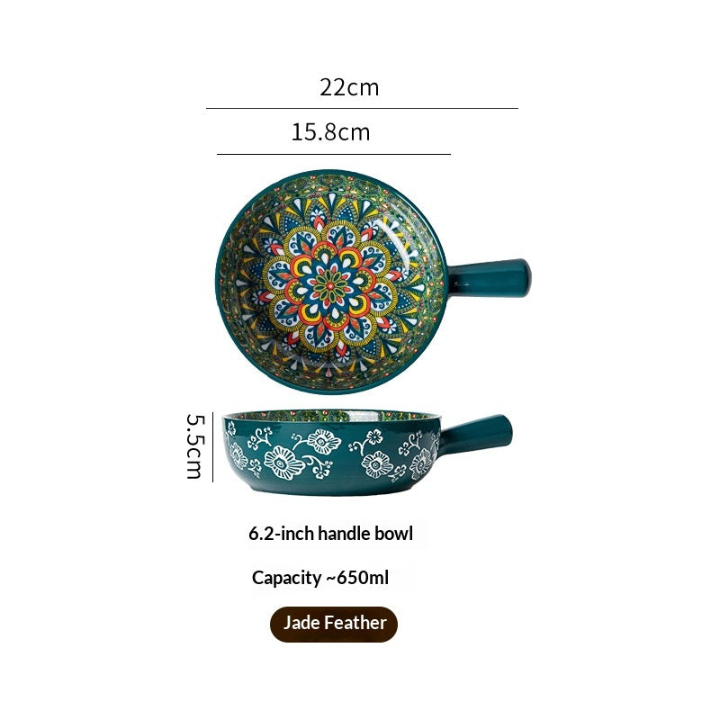 Bohemian Ceramic-handled Bowl Creative Design For Home Use