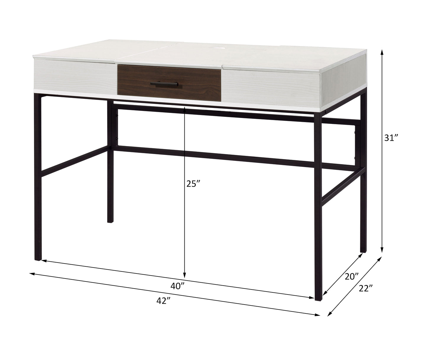 Verster Natural & Black Finish Writing Desk W USB