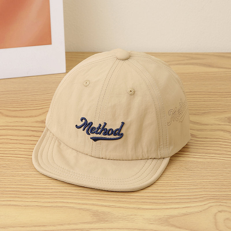 Children's Solid-color Letter Embroidery Quick-drying Lightweight Adjustable Simple Casual Flat-brim Baseball Cap Suitable For Outdoor Play