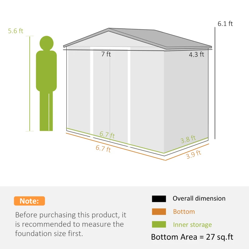 7' X 4' Outdoor Storage Shed, Garden Tool Metal Shed With Foundation Kit, Double Lockable Door, Air Vents And Sloping Roof, For Backyard, Patio, Lawn, Gray Multiple Packages