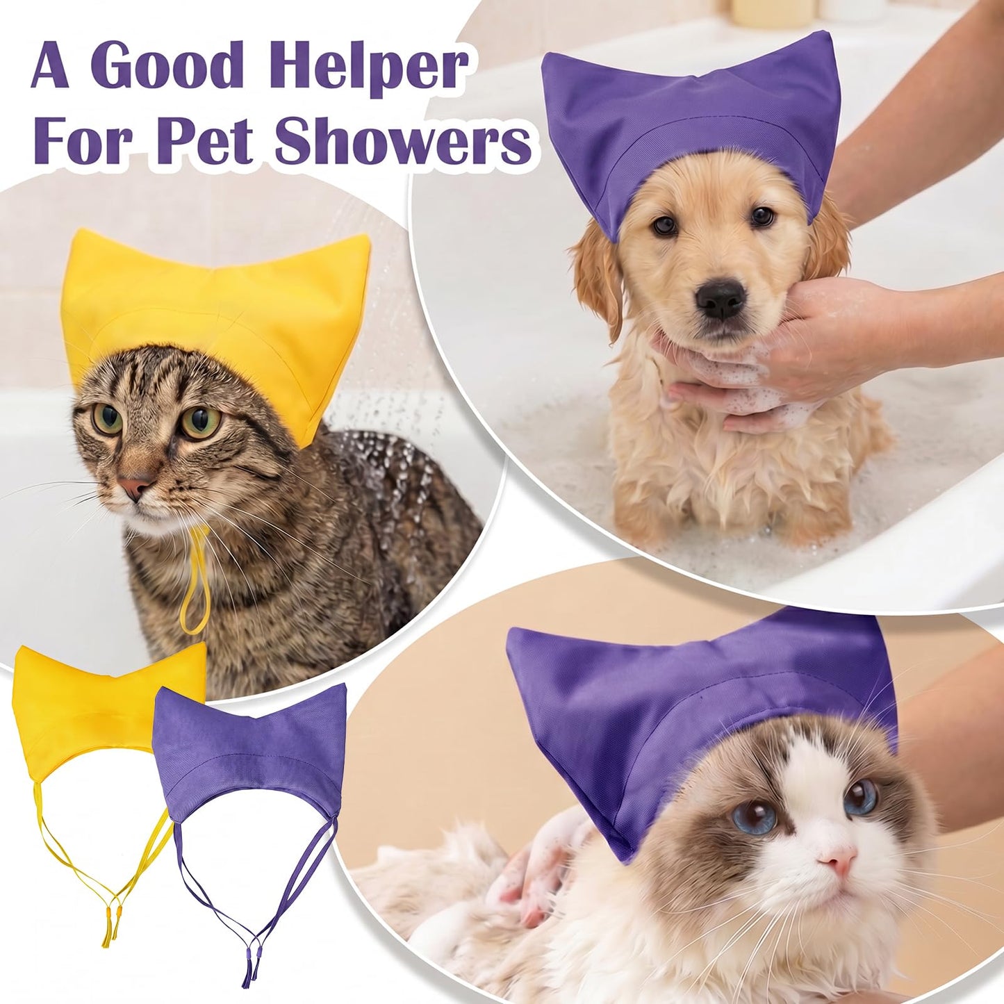 Adjustable Cat Ear Covers For Bath Protection Cats Ear Drops Dog Shower Caps Guard Waterproof And Adjustable For Protect Kittens Puppies From Ears Injuries During Bathing And Showering