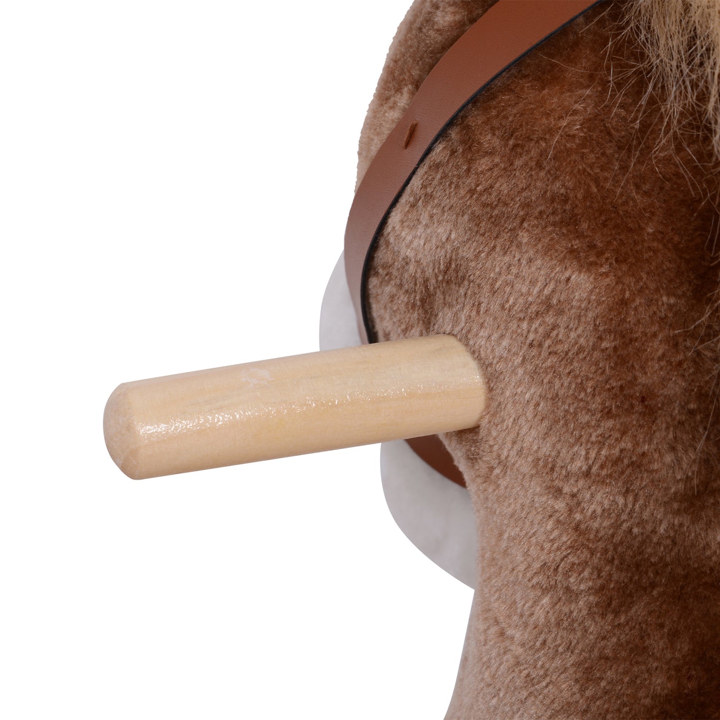 Kids Rocking Horse with Soft Plush Body, Wooden Base & Handle Grip for Years 3+