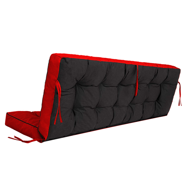 Outdoor Swing Cushions 55 Inch,Waterproof 4in  Thick Porch Swing Cushion Replacement With Backrest And Ties,Comfortable 2-3 Seat Pation Swing Pad For Backyard,Garden,Lawn,Outdoor Furniture Red
