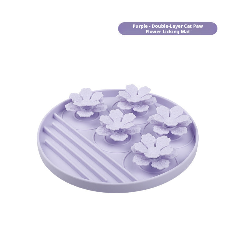 Double-layer pet licking mat-purple-silicone-1 piece