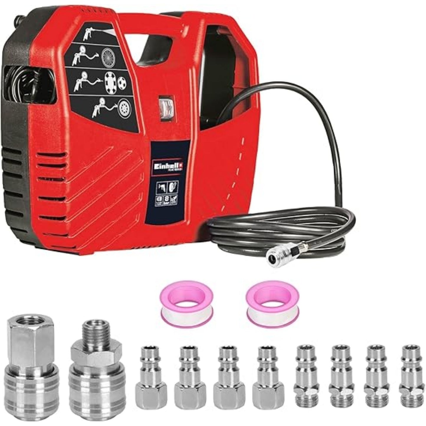 Compressed Air Coupler Set For Compressors, Pneumatic Quick Couplers With Push-on Nipples, Versatile Connection Set For Compressed Air Tools And Hoses—multi-piece Set